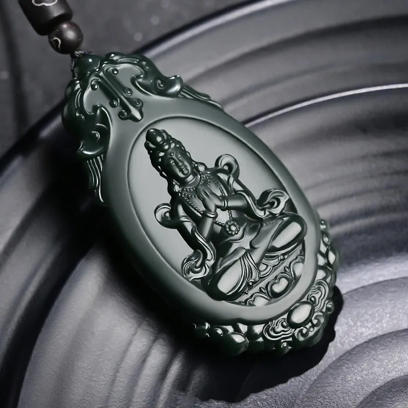 Renyu Jewelry Hetian Jade Necklaces Green Jade Unisex-3