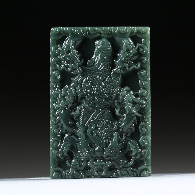 Renyu Jewelry Hetian Jade Pendants Green Jade Men's-4