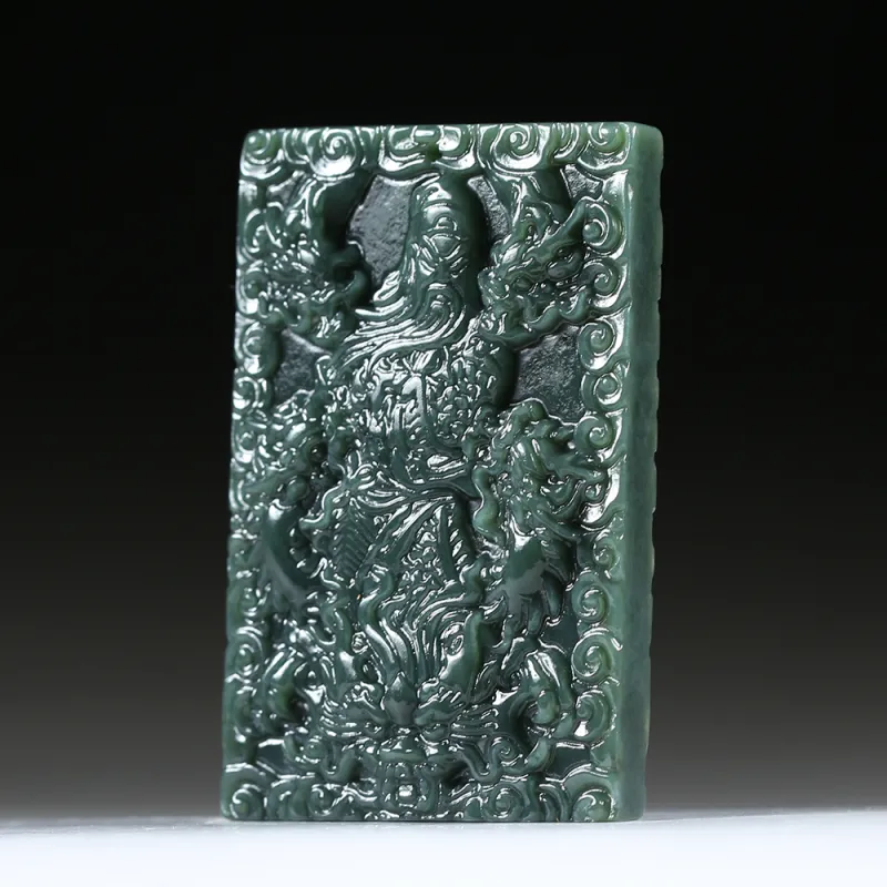 Renyu Jewelry Hetian Jade Pendants Green Jade Men's-3