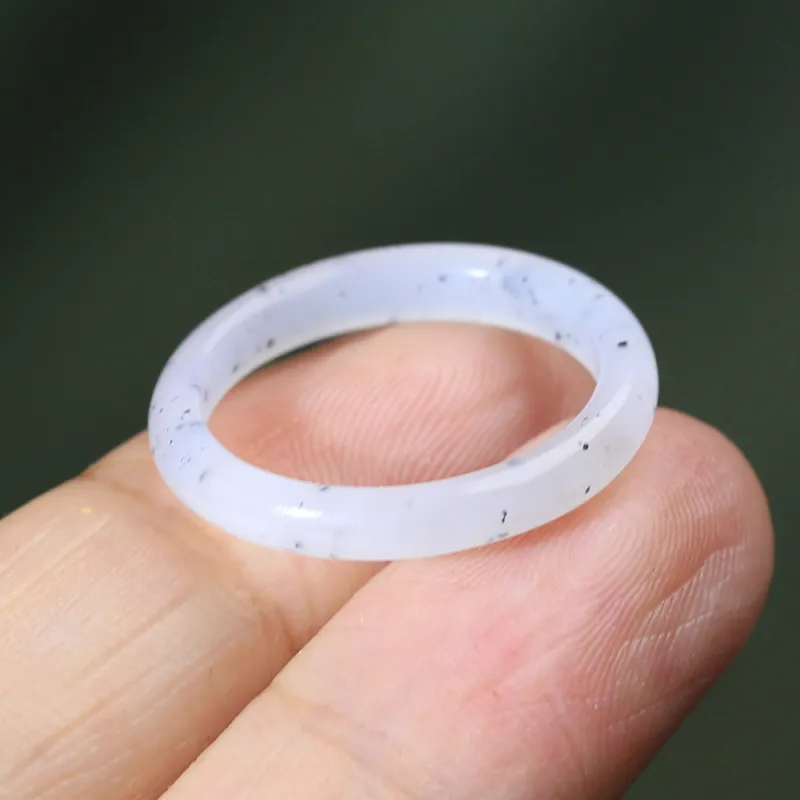 Renyu Jewelry Hetian Jade Rings Blue And White Unisex-3