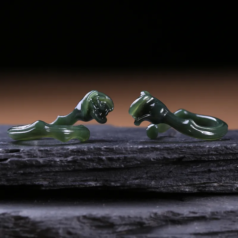Renyu Jewelry Rings Green Jade Women's-4