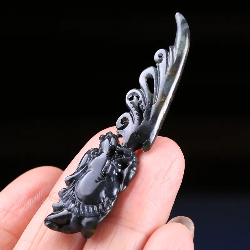 Renyu Jewelry Hetian Jade Pendants Blue And White Unisex-5