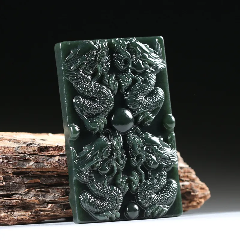 Renyu Jewelry Hetian Jade Pendants Green Jade Men's-1