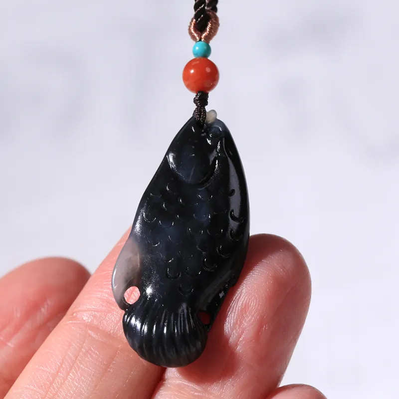 Renyu Jewelry Hetian Jade Pendants Blue And White Unisex-1