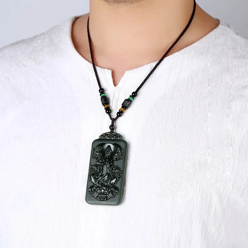 Renyu Jewelry Hetian Jade Pendants Green Jade Unisex-4
