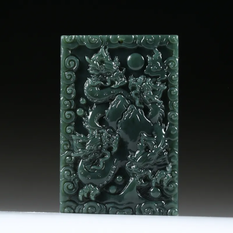 Renyu Jewelry Hetian Jade Pendants Green Jade Men's-5