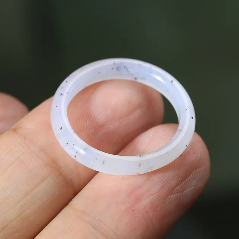 Renyu Jewelry Hetian Jade Rings Blue And White Unisex-4