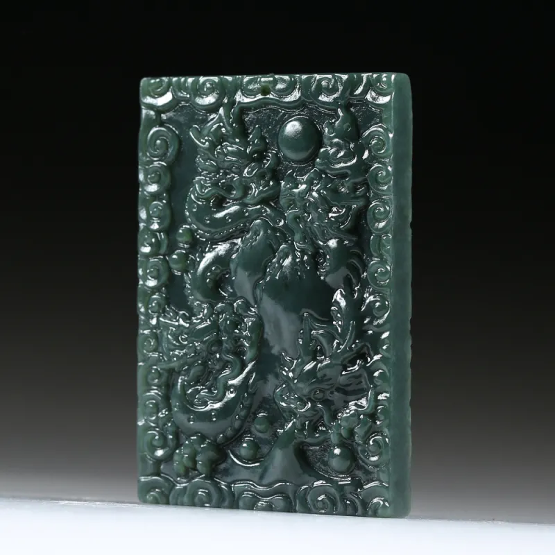 Renyu Jewelry Hetian Jade Pendants Green Jade Men's-1