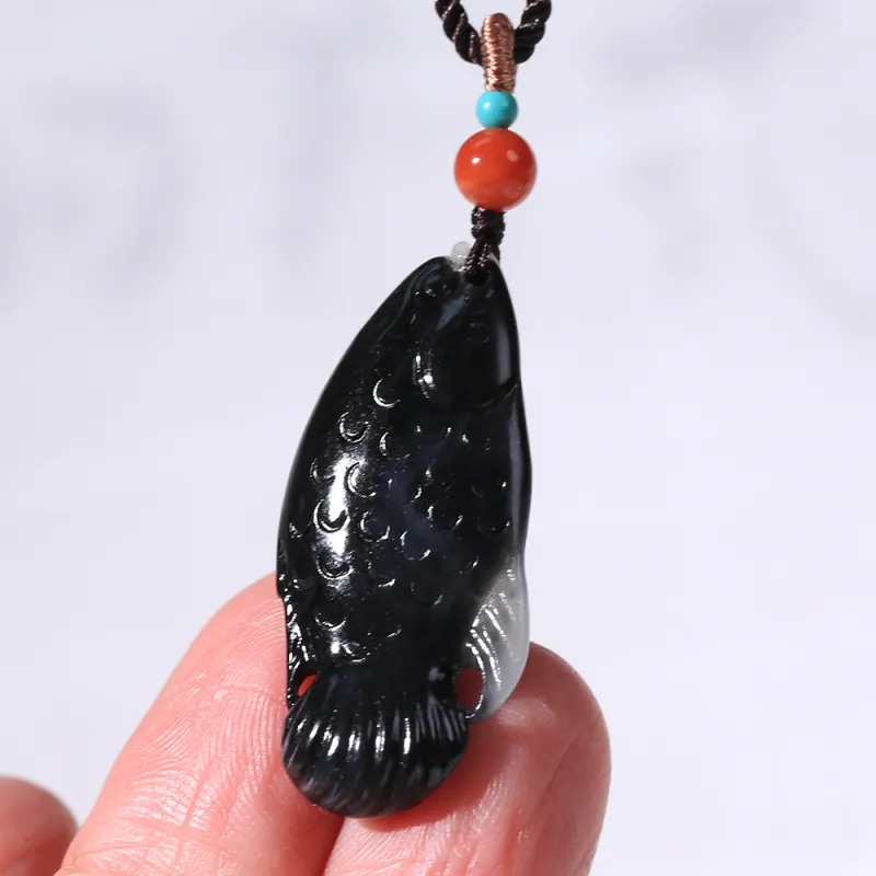 Renyu Jewelry Hetian Jade Pendants Blue And White Unisex-7