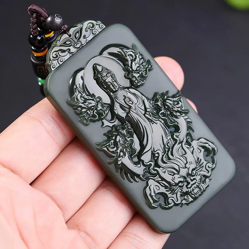 Renyu Jewelry Hetian Jade Pendants Green Jade Unisex-7