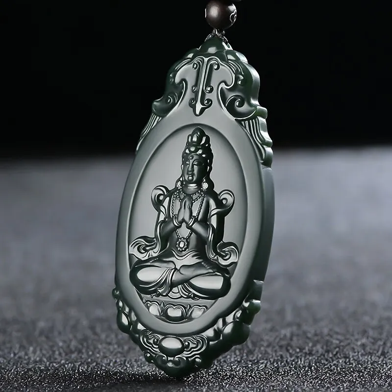 Renyu Jewelry Hetian Jade Necklaces Green Jade Unisex-5