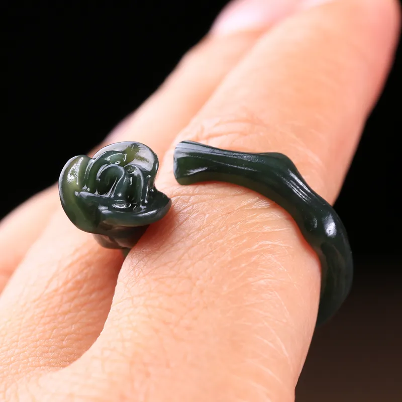 Renyu Jewelry Rings Green Jade Women's-1