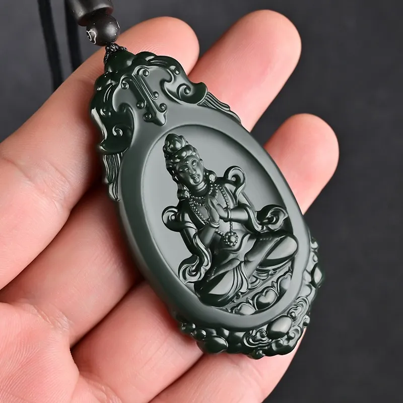 Renyu Jewelry Hetian Jade Necklaces Green Jade Unisex-2