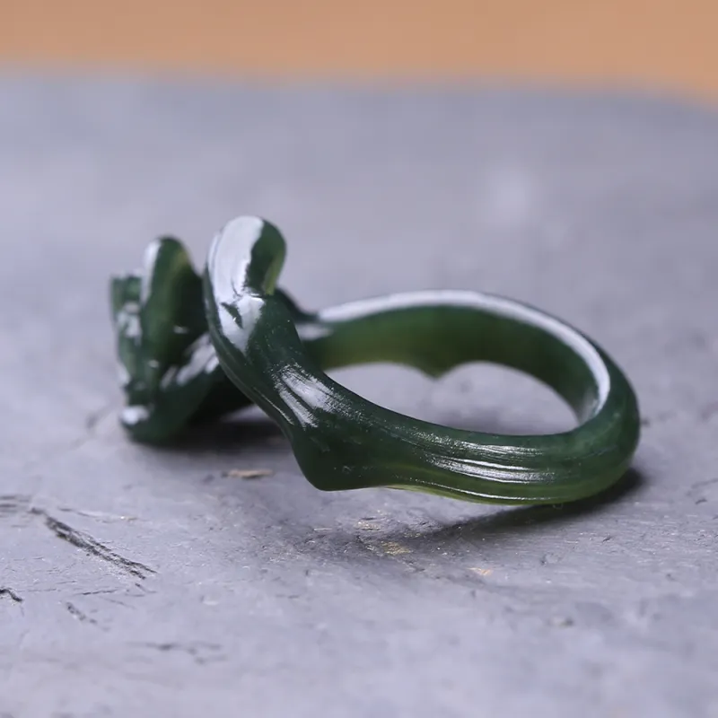 Renyu Jewelry Rings Green Jade Women's-3