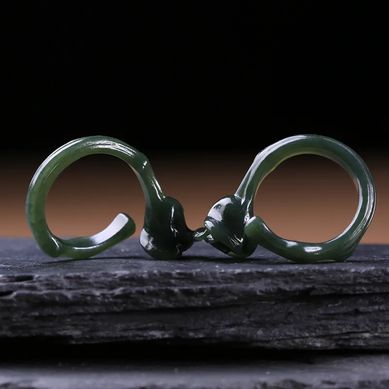 Renyu Jewelry Rings Green Jade Women's-6