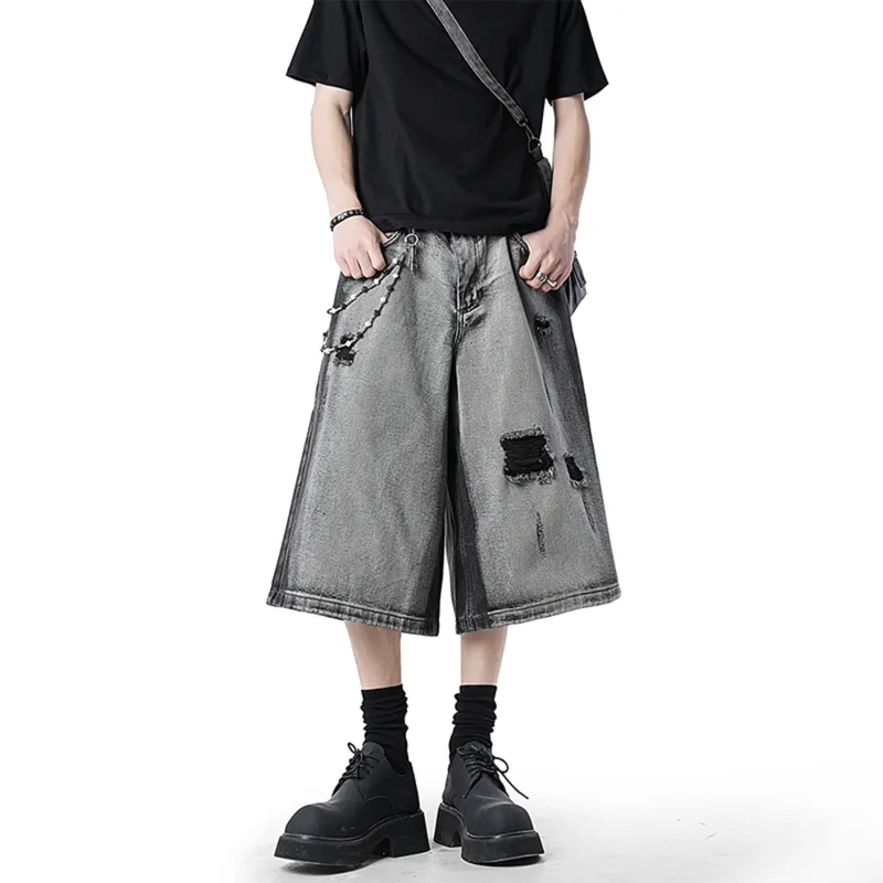 TONYKRZ Denim Shorts Unisex Black Gray Color-3