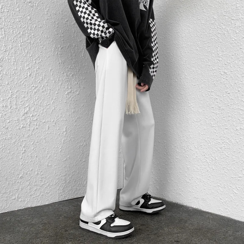 GWAF Classic Basic Solid Color Versatile Minimalist Style Drawstring Lace Up Casual Straight Fit Pants Unisex-28