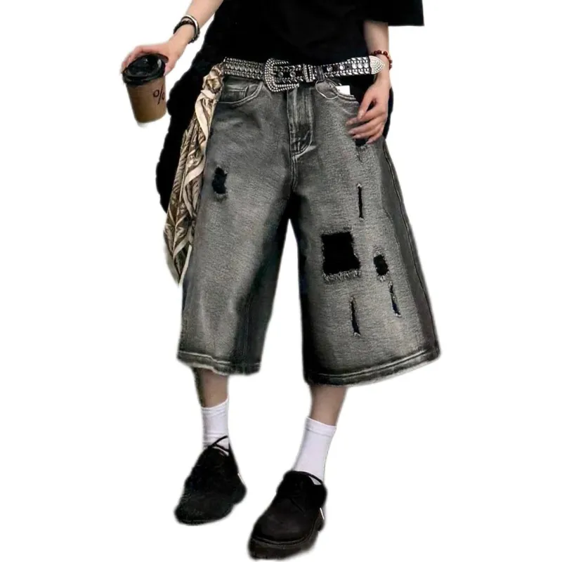 TONYKRZ Denim Shorts Unisex Black Gray Color-2