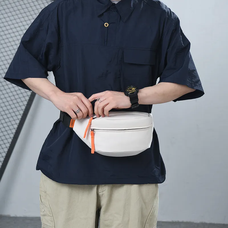 BALANG Nylon Fabric Fanny Pack Regular Unisex Black/White/Khaki/Blue/Saffron-7