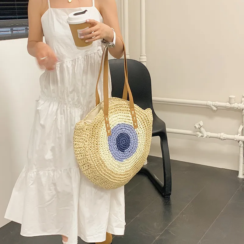 BALANG Straw Shoulder Bag Regular Unisex Beige/Khaki-3