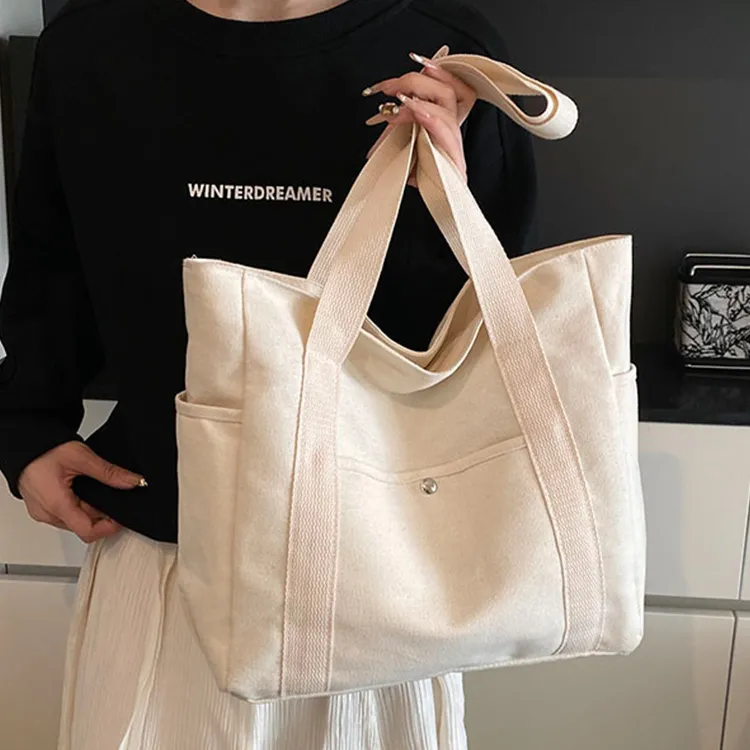 BALANG Canvas Tote Bag Shopping Bag Shoulder Bags Regular Unisex Multicolor-6