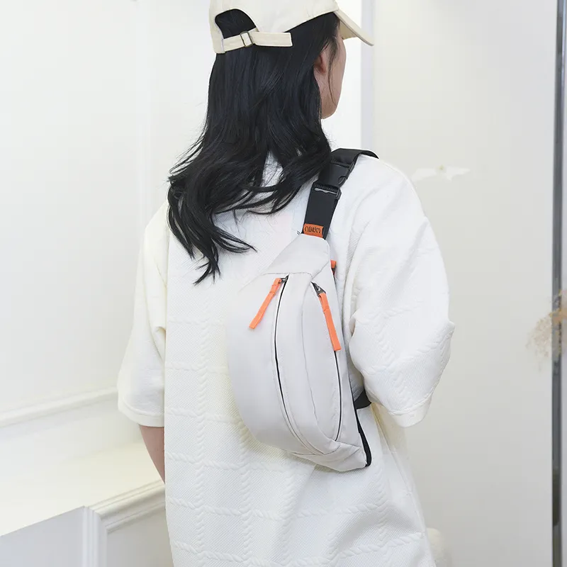 BALANG Nylon Fabric Fanny Pack Regular Unisex Black/White/Khaki/Blue/Saffron-5