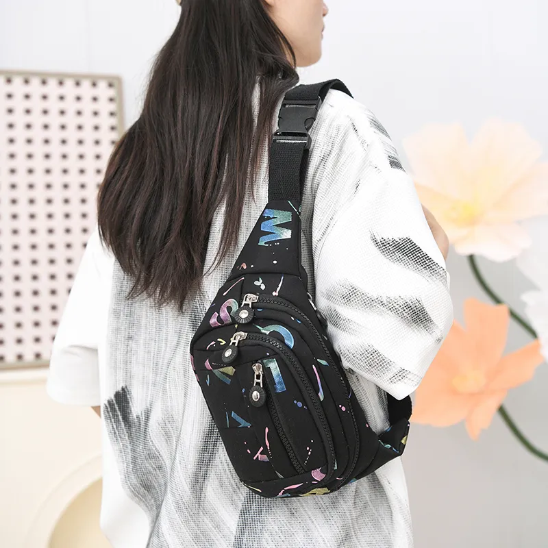 BALANG Water Resistant Fabric Fanny Pack Regular Unisex Purple/Black Pink/Green Orange Blue-3