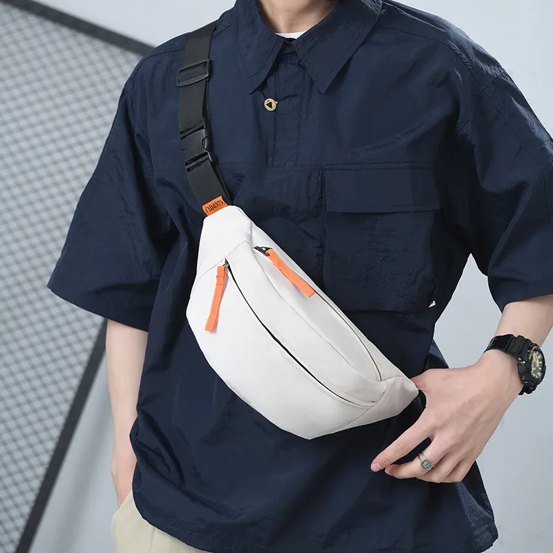 BALANG Nylon Fabric Fanny Pack Regular Unisex Black/White/Khaki/Blue/Saffron-4