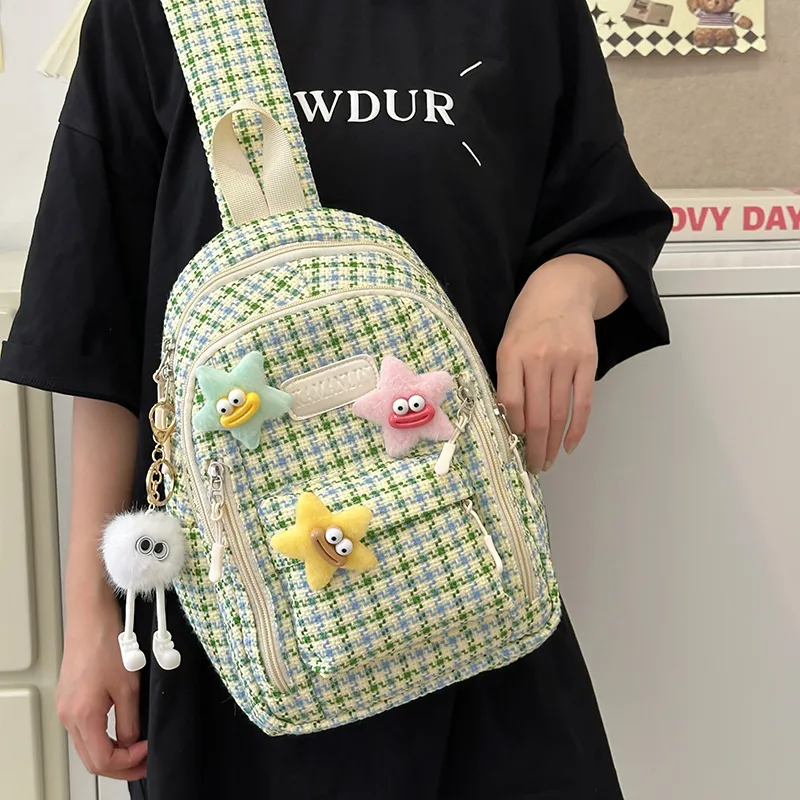 BALANG Nylon Backpack Regular Women's Pink Plaid/Green Plaid/Blue Plaid/Brown And Green Plaid-10
