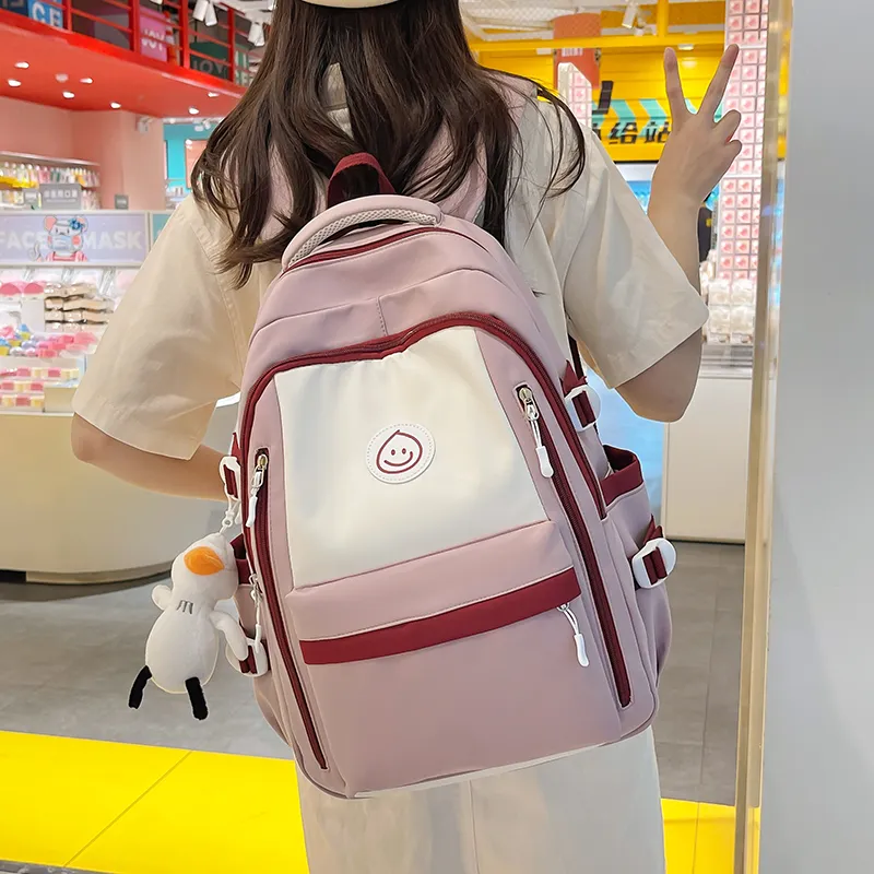 BALANG Nylon Backpack Men's Women's Couple's Pink/Blue/Black/Green/Khaki-1