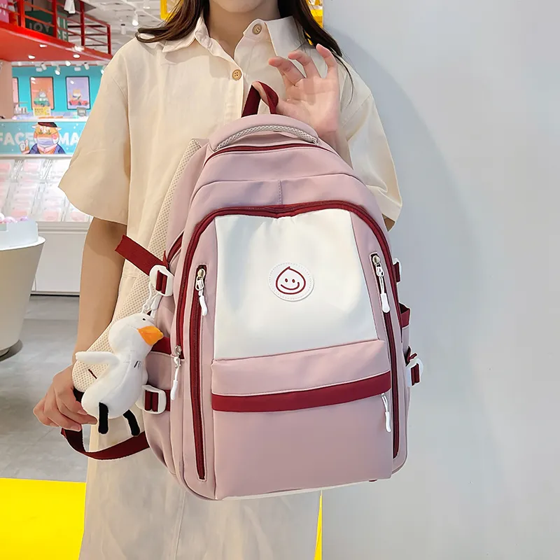 BALANG Nylon Backpack Men's Women's Couple's Pink/Blue/Black/Green/Khaki-2