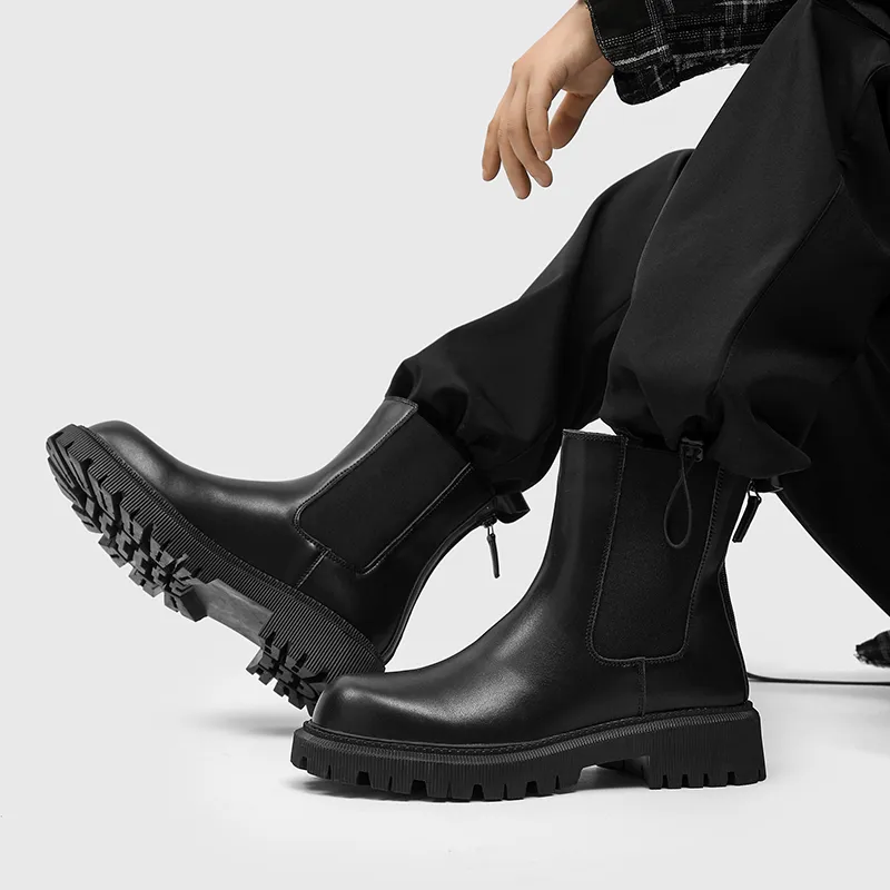 Cachiotti KAQIAODI Knee High Chelsea Boots Men's Black-8