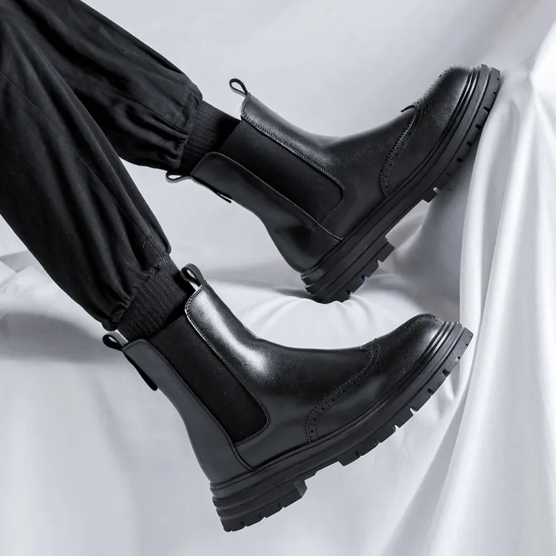 Cachiotti KAQIAODI Knee High Chelsea Boots Men's Black-6