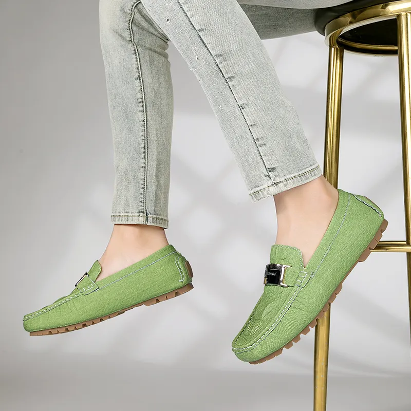CKVUSAMG Gommino Loafers Men Apple Green/Dark Sky Blue/Beige-8