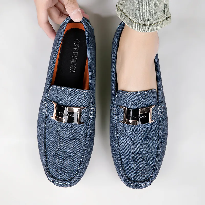 CKVUSAMG Gommino Loafers Men Apple Green/Dark Sky Blue/Beige-16