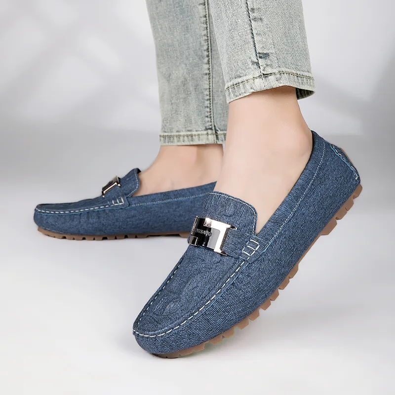 CKVUSAMG Gommino Loafers Men Apple Green/Dark Sky Blue/Beige-15
