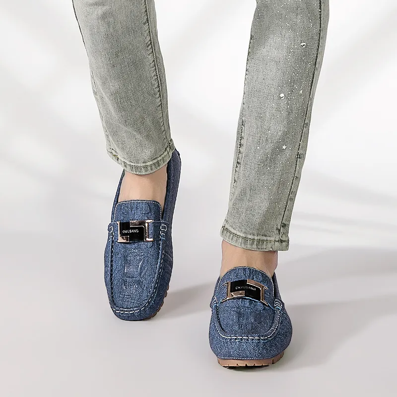 CKVUSAMG Gommino Loafers Men Apple Green/Dark Sky Blue/Beige-17