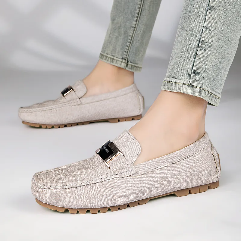 CKVUSAMG Gommino Loafers Men Apple Green/Dark Sky Blue/Beige-25
