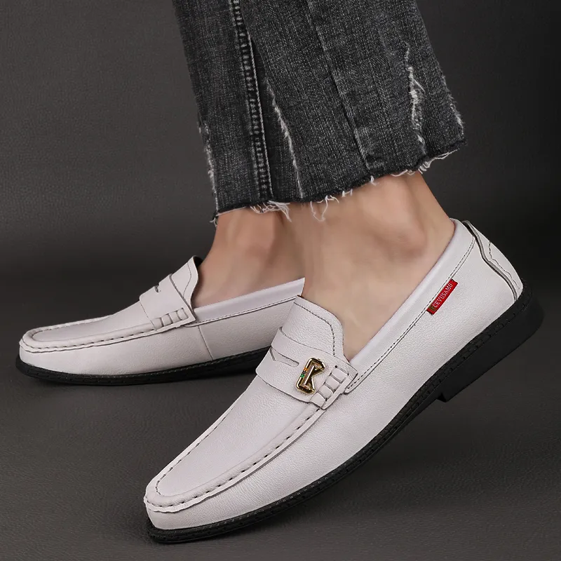 CKVUSAMG Leather Shoes Unisex Black-5