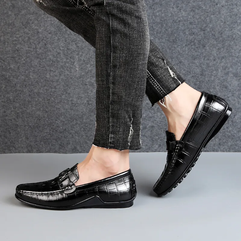 CKVUSAMG Gommino Loafers Unisex Black/White/Brown-3