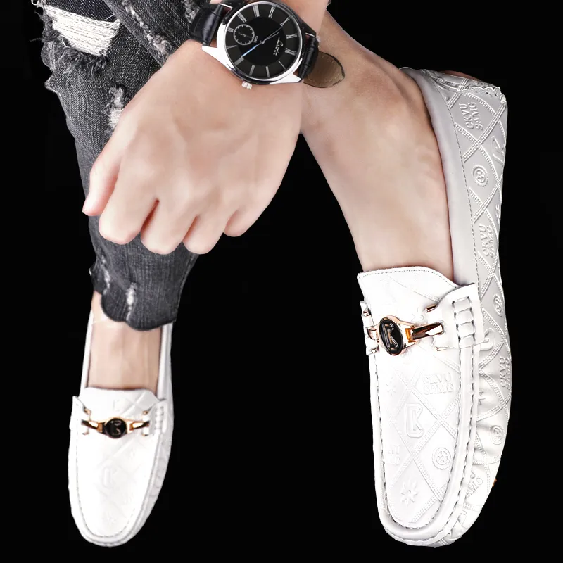 CKVUSAMG Gommino Loafers Men Black/White/Blue-22