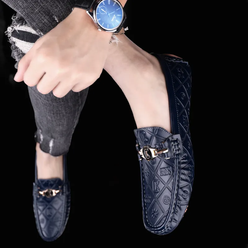 CKVUSAMG Gommino Loafers Men Black/White/Blue-7
