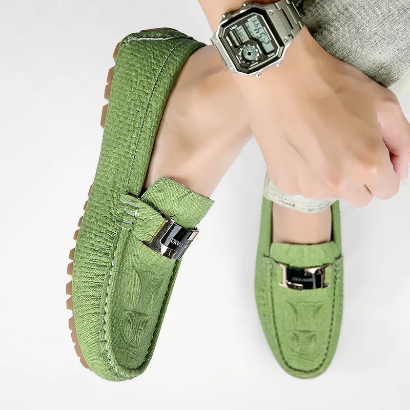 CKVUSAMG Gommino Loafers Men Apple Green/Dark Sky Blue/Beige-6