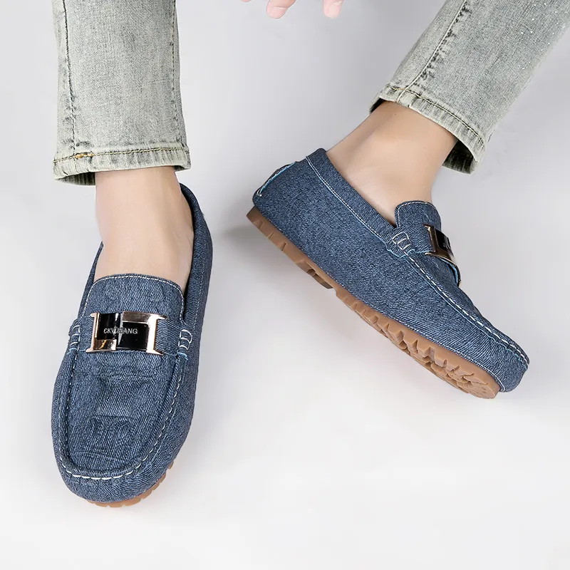 CKVUSAMG Gommino Loafers Men Apple Green/Dark Sky Blue/Beige-18