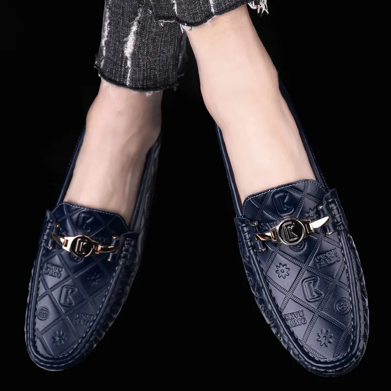 CKVUSAMG Gommino Loafers Men Black/White/Blue-3