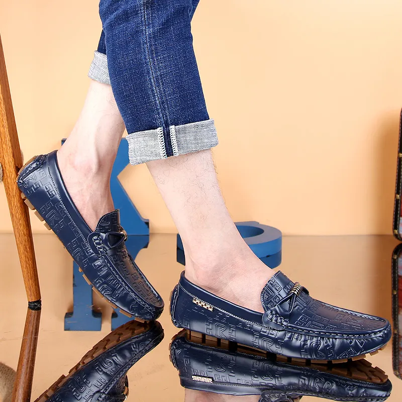 CKVUSAMG Gommino Loafers Men Black/White/Blue-14