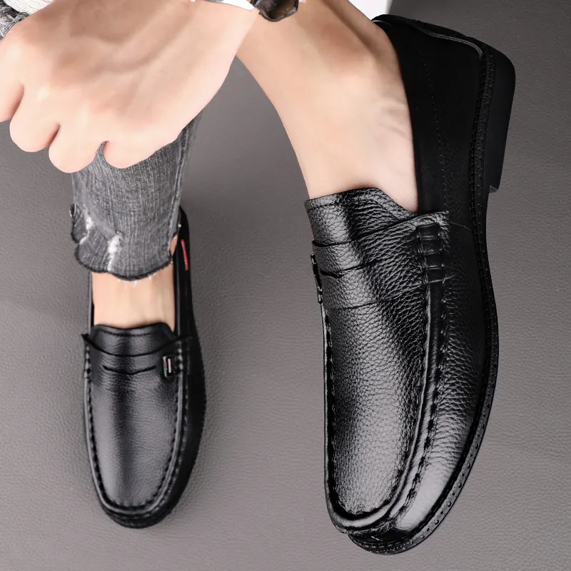 CKVUSAMG Leather Shoes Unisex Black-2
