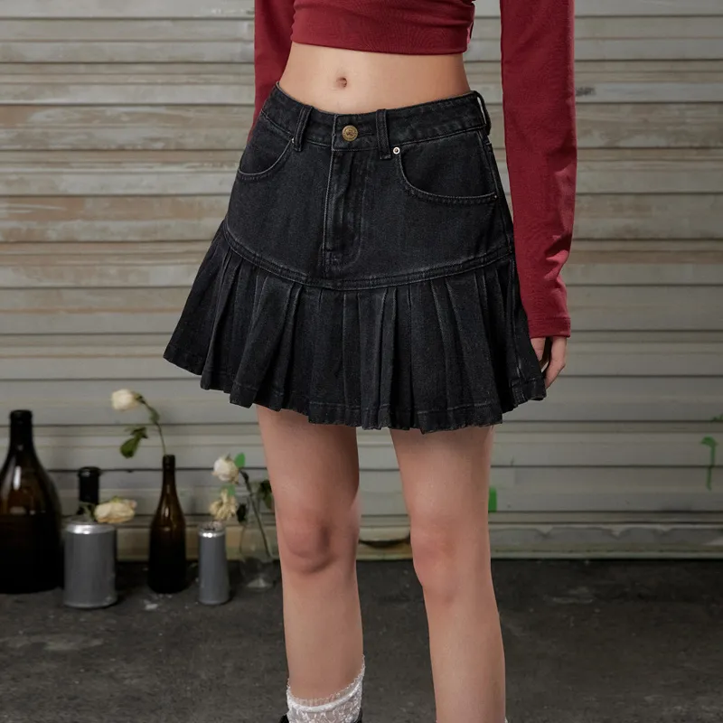 UNIFREE Denim Short Skirts Women's Black-6
