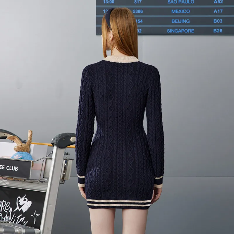 UNIFREE Long-Sleeved Dresses Women's Navy Blue-5