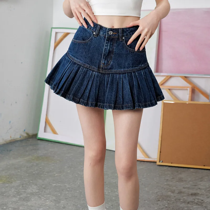UNIFREE Denim Short Skirts Women's Blue-4